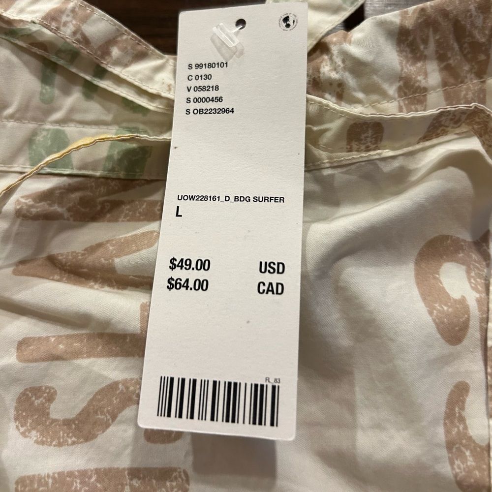 Urban Outfitters BDG Cream Eva Printed Mini Shift Dress Size Large NEW - Picture 14 of 14